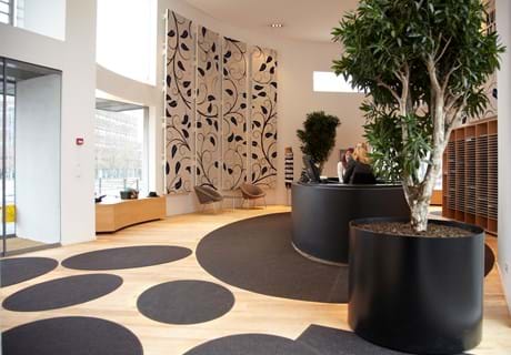 fraster, filt, Plus, felt, uldfilt, akustik, udsmykning, indretning, design, akustik panel, lyddæmpning, twister, akustik panel, filtfarver, dekoration